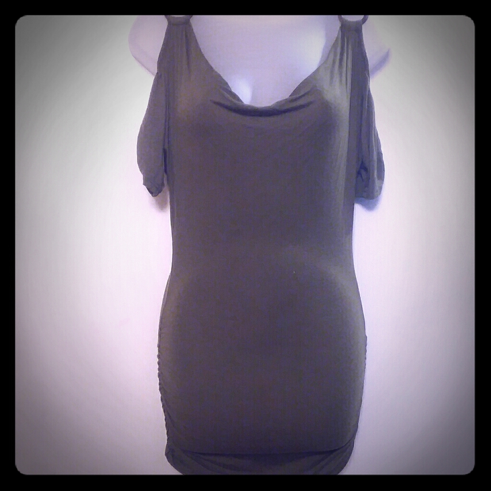 January 7 Cold Shoulder Olive Mini Dress